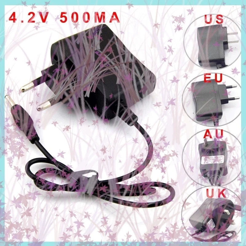 AC 110v 220v To DC 4.2v 0.5a 500 Ma Power Adapter 3.5mm*1.35mm For 3.7v 4.2v Li-ion 18650 Rechargeable Battery US EU UK AU Plug