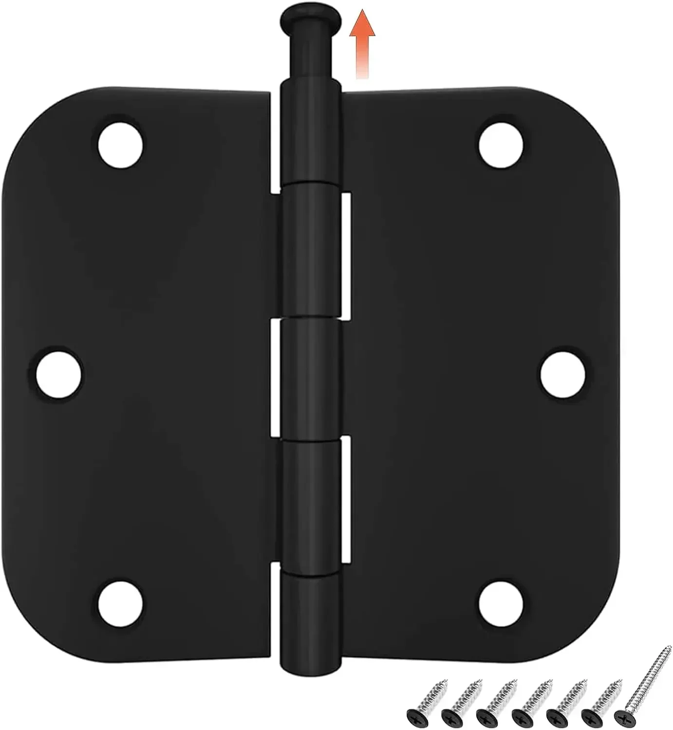 3-Piece Round Matte Black Door Hinges 3.5 x 3.5 