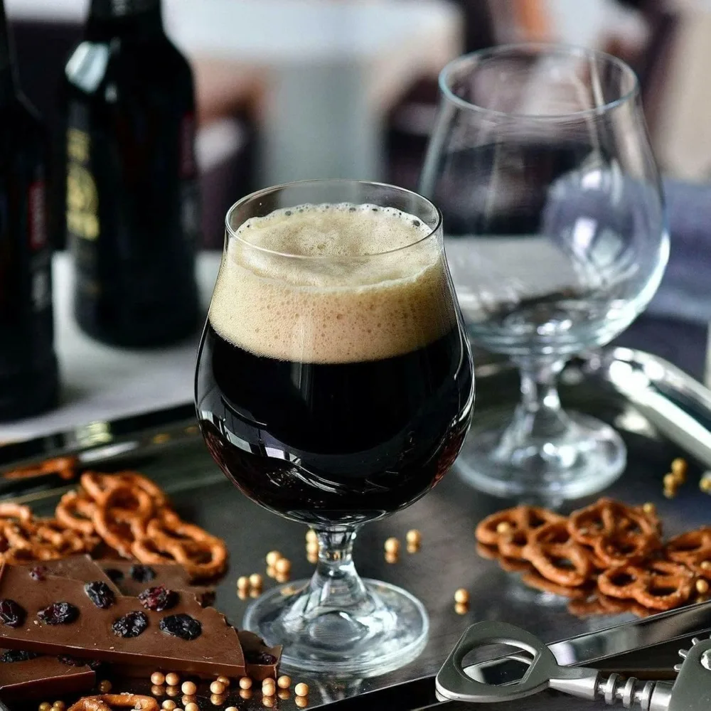 نظارات Dark Ale Stout، مجموعة من 6 قطع، 16.9 أونصة، تذوق البيرة، نظارات البيرة الحرفية، مجموعة النخبة، آمنة للاستخدام في غسالة الأطباق، صنع في أوروبا