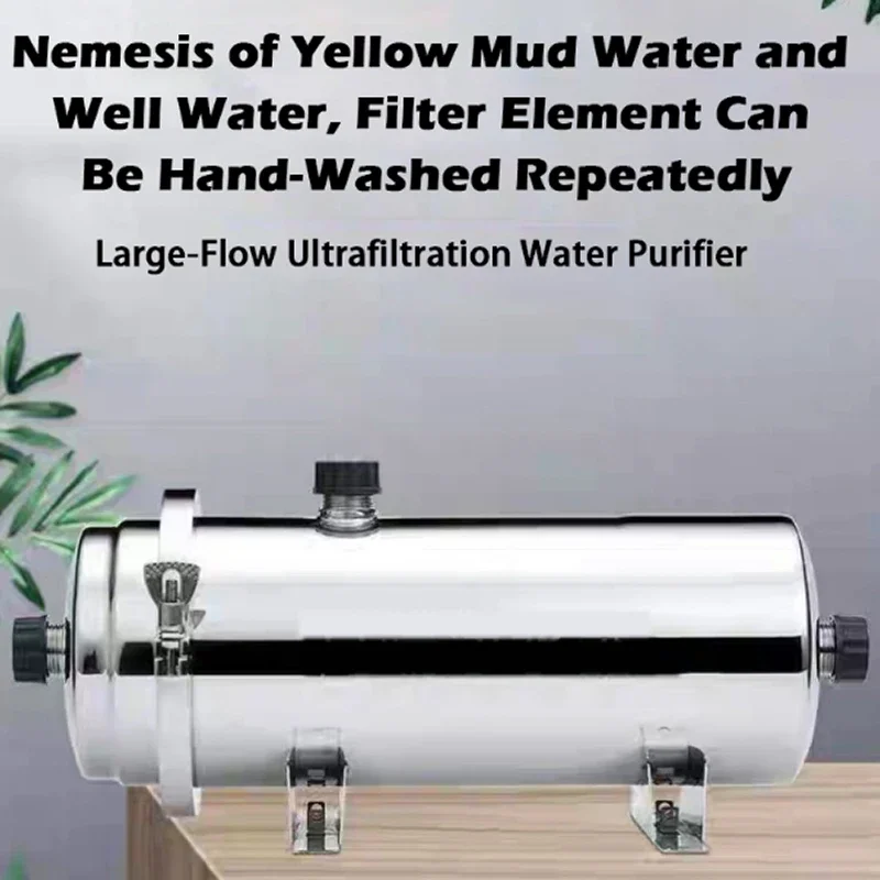 304Stainless Steel Water Filter System Ultrafiltration Purifier Commercial Home Kitchen Drink Straight UF Washable Filters 2500L