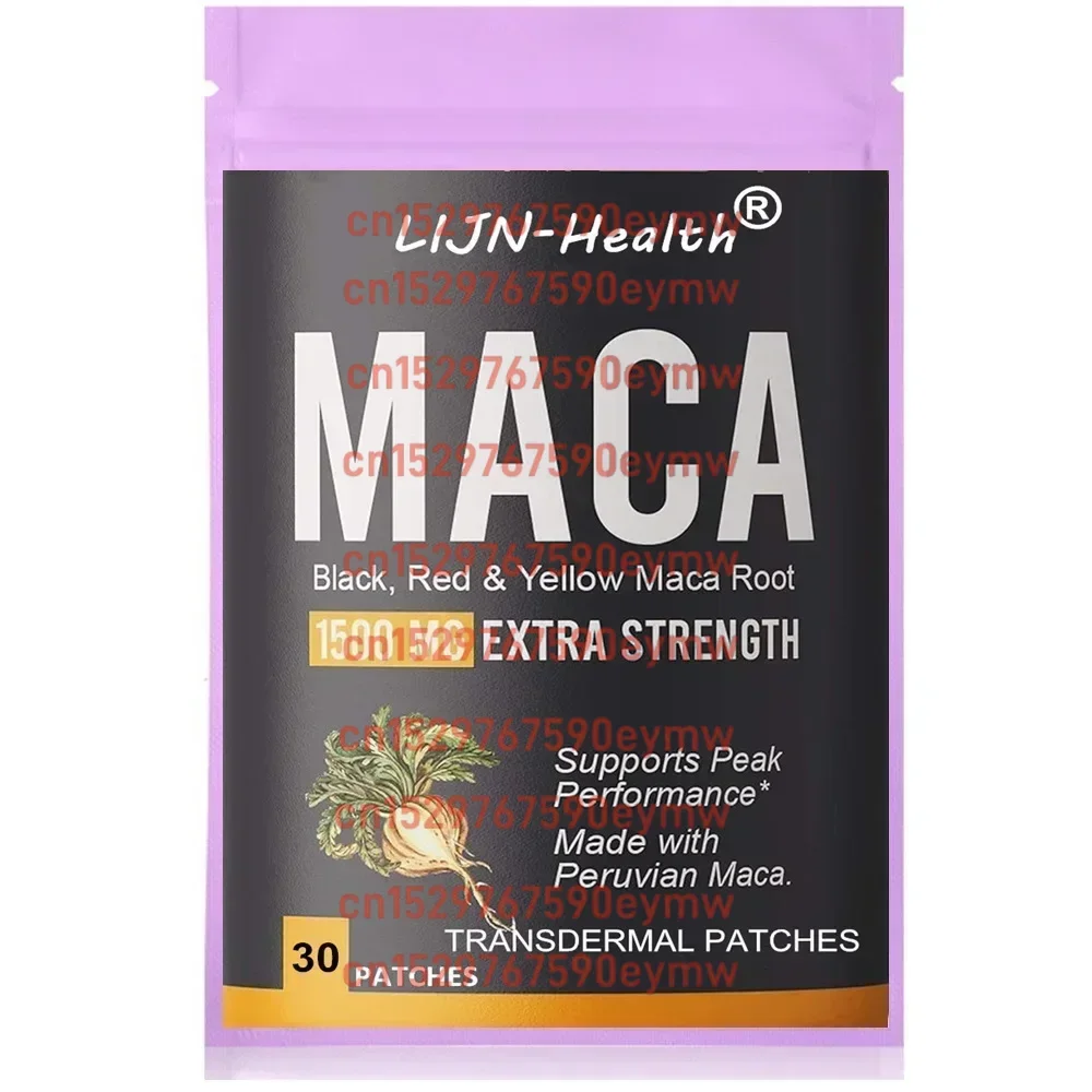 Organic Maca Root Transdermal Patches with Black + Red + Yellow Peruvian Maca Root Extract for Men and Women 30 Patches