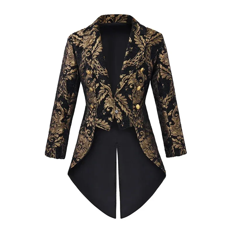 

COSda@Punk Outerwear Medieval Man Trench Coat Black Men's Jacket Steampunk Windbreaker Gothic Clothing Halloween CostumeCOSda@