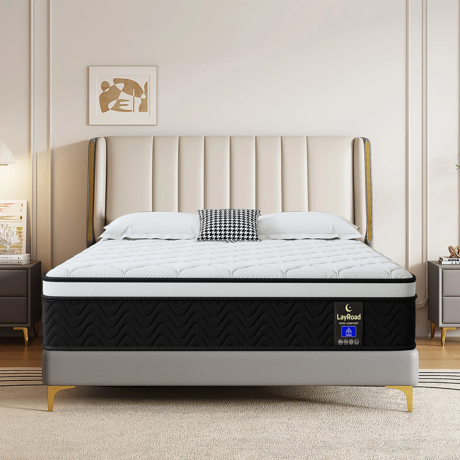 Gel Memory Foam Hybrid Innerspring Mattress, 14 Inch Independent Pocket Spring Mattress No Fiberglass, Medium Firm Support Bed Mattress for Twin Full Queen King Size, Pressure Relief Sleep Mattress for Bedroom Guest Room