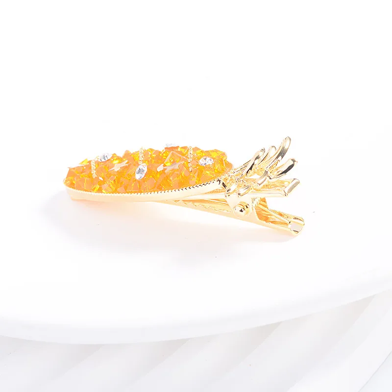 Carrot Hair Accessories Korea Personality Imitation Crystal EdgeHairpin Top Clip Press Hair Clip Accessories Bangs Clip