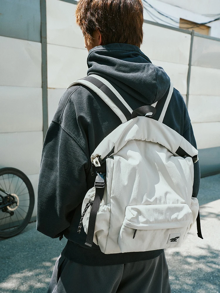 Vaoper Commuter Leisure Roll Cover Backpack Men's Large Capacity Shoulder Bag Women's Traveling Bookbag N160 British Style Nylon