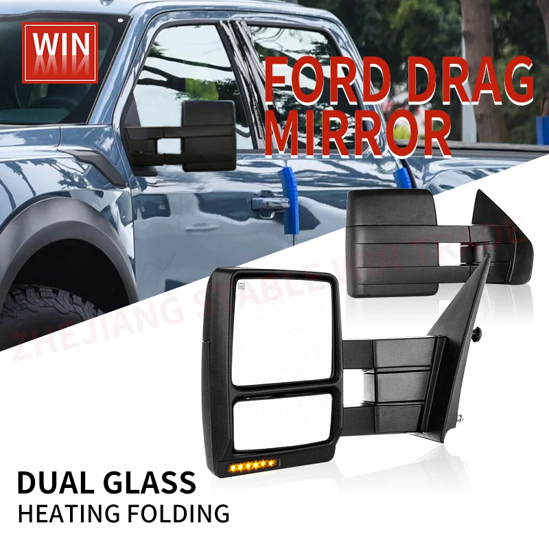 

Pair Extendable Towing Mirrors For Ford F150 2007 2008 2009 2010-2014 Raptor Pickup Truck Side Heated Tow Mirrors Folding Mirror