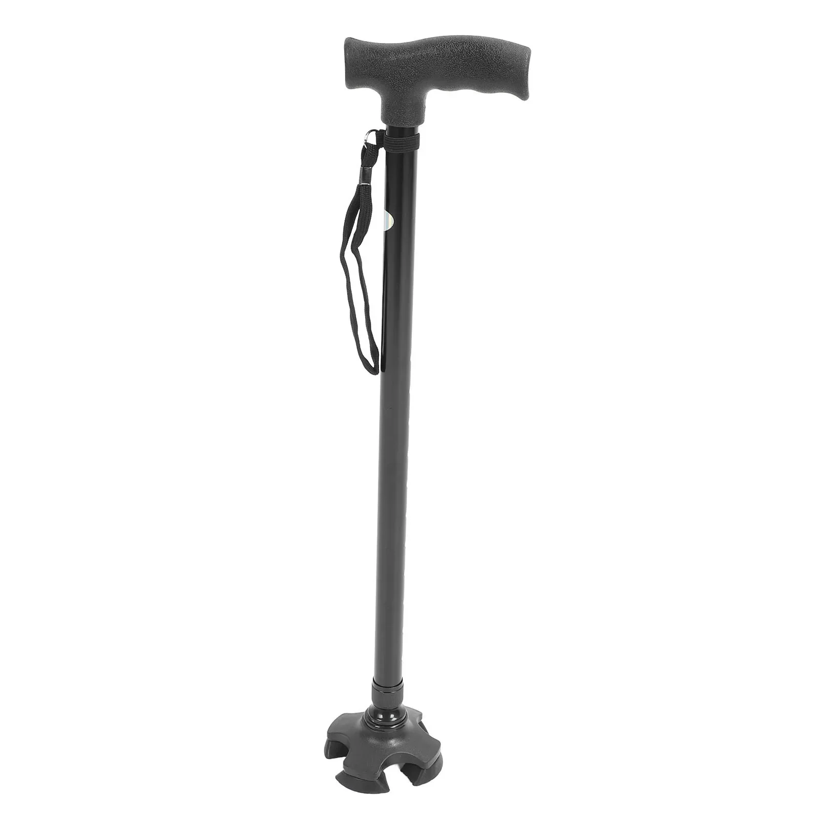 Walking Cane Adjustable Height Anti Slip Lightweight Retractable Senior Walking Stick with 4 Pronged Base for Mountaineering