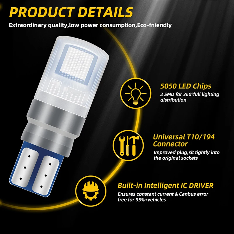 T10 W5W RGB LED 5050SMD 194 168 Car Wedge Side Light with Remote Auto Interior Reading Dome Light Multicolor RGB LED Strobe Bulb