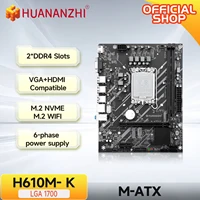 HUANANZHI-placa base H610M K MATX DDR4, soporte 12 13 14 Gen H610 Intel LGA 1700 CPU 12100F 12400F 12490F 12600F 12700F 13600F