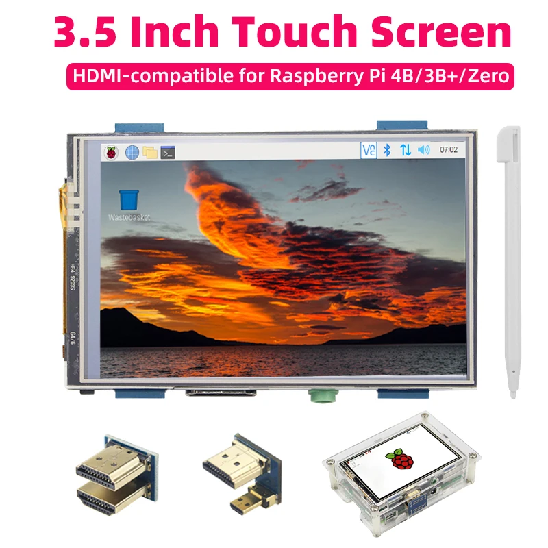 

Raspberry Pi 4 Model B 3.5 inch Touchscreen 480x320 to 1920x1080 LCD Display + Acrylic Case for Raspberry Pi 4B/3B+/3B