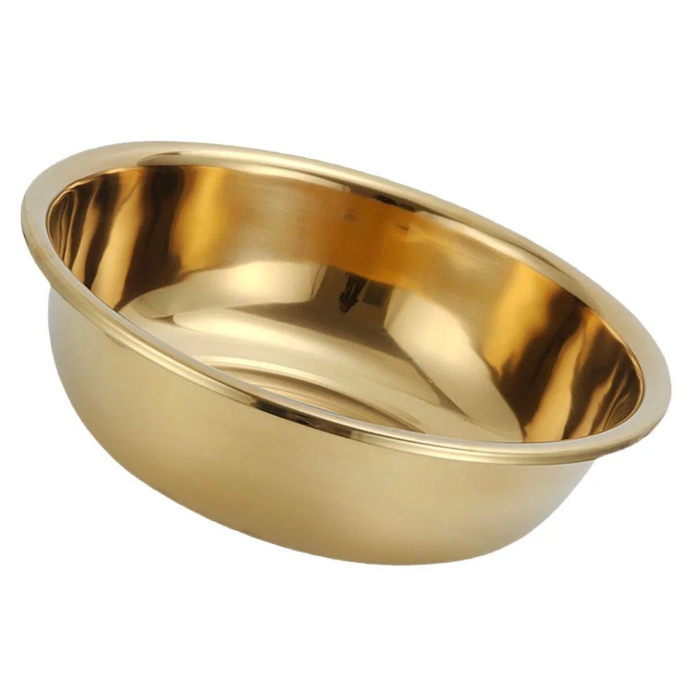 

Bowl Stainless Steel Basin Thickened Kitchen Bath Household Vegetable Wash (gold) Mixed Vegetables Round Golden