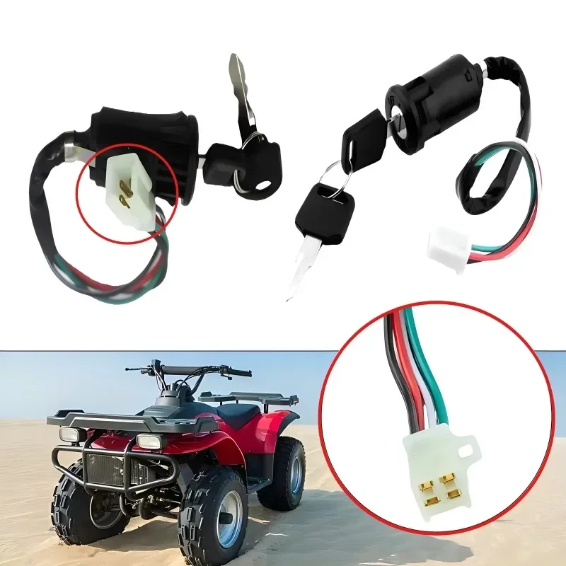 1Set Motorcycle Ignition Switch Scooter Keys For Quad Dirt Bike ATV 50cc-70cc-250cc On/Off Male And Female plug Replace Parts