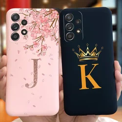 For Samsung Galaxy A23 Case Fashion Crown Flower Letter Phone Back Cover For Samsung A23 A 23 4G 5G A235 Soft Silicone TPU Cases