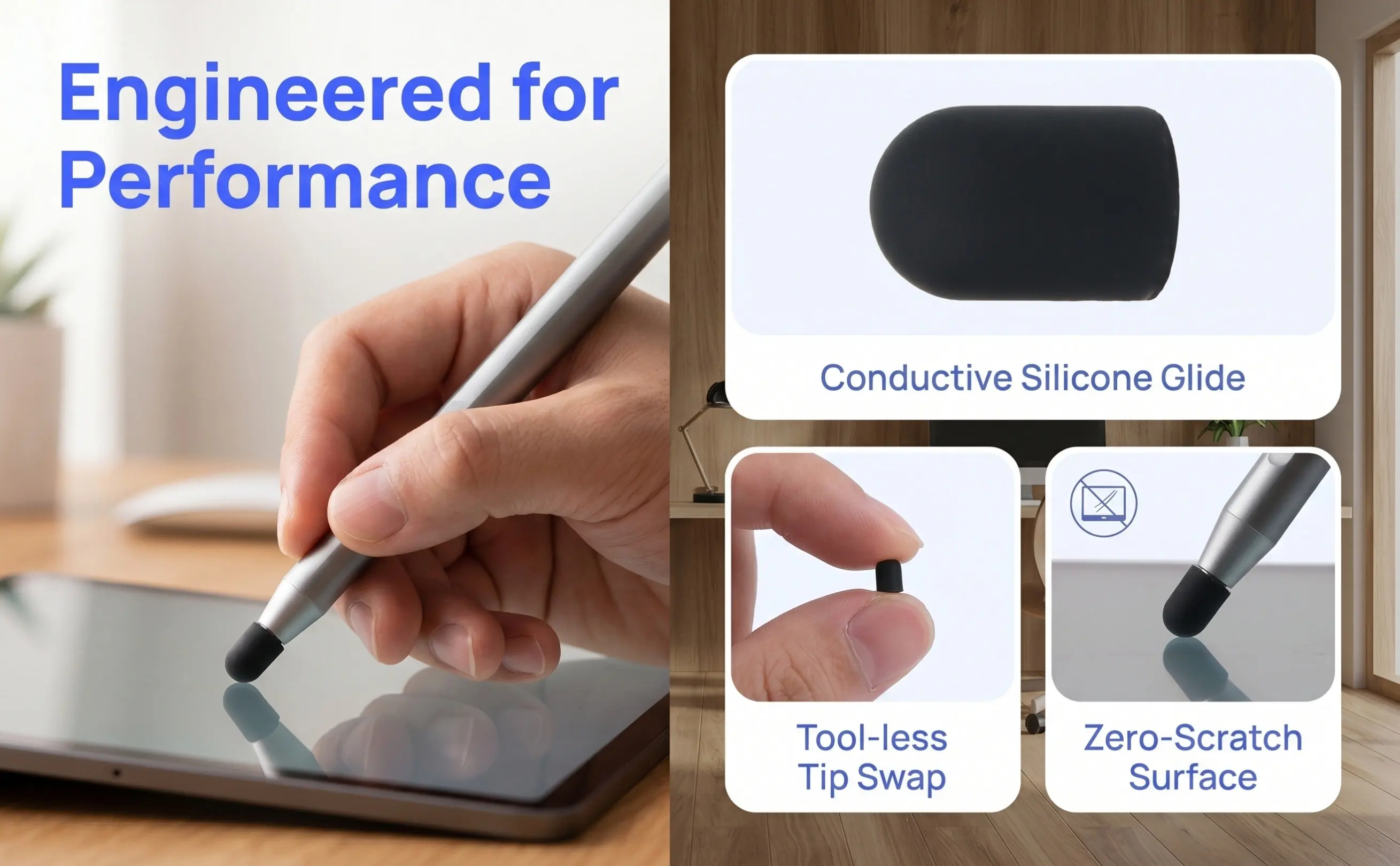 30Pcs Conductive Silicone Stylus Tip Replacement Universal Nib Cover for Touch Pencil Mute Writing Sensitive Fingerlike Response