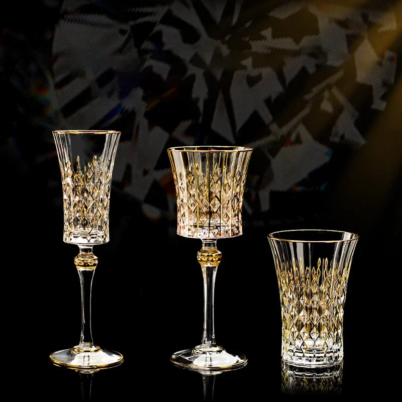 Wine Glasses Crystal Glasses Gold Foil Crystal Shot Glasses For Vodka Glass Wine Goblet Water Cup For Home Bar Luxury Liquor Cup