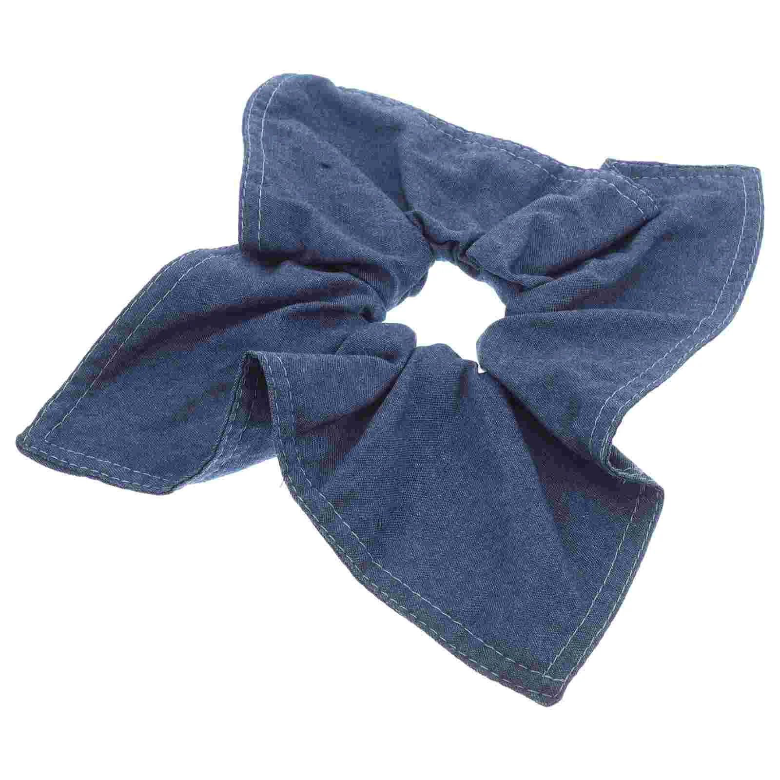 

Denim Bow Hair Accessories Dark Thick Hair Ring Bow Hair Bands Large Intestine Hair Loops Dark Chunky Hair Ties for Thick Hair