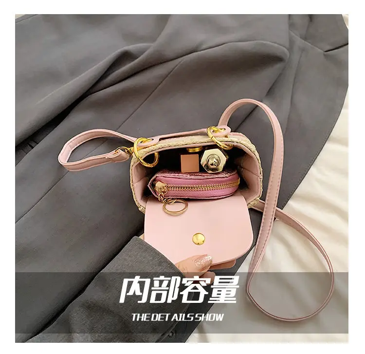 High End Woven Handbag for Women New Fashionable and Versatile Shoulder Bag with Contrasting Color Design Mini Crossbody Bags