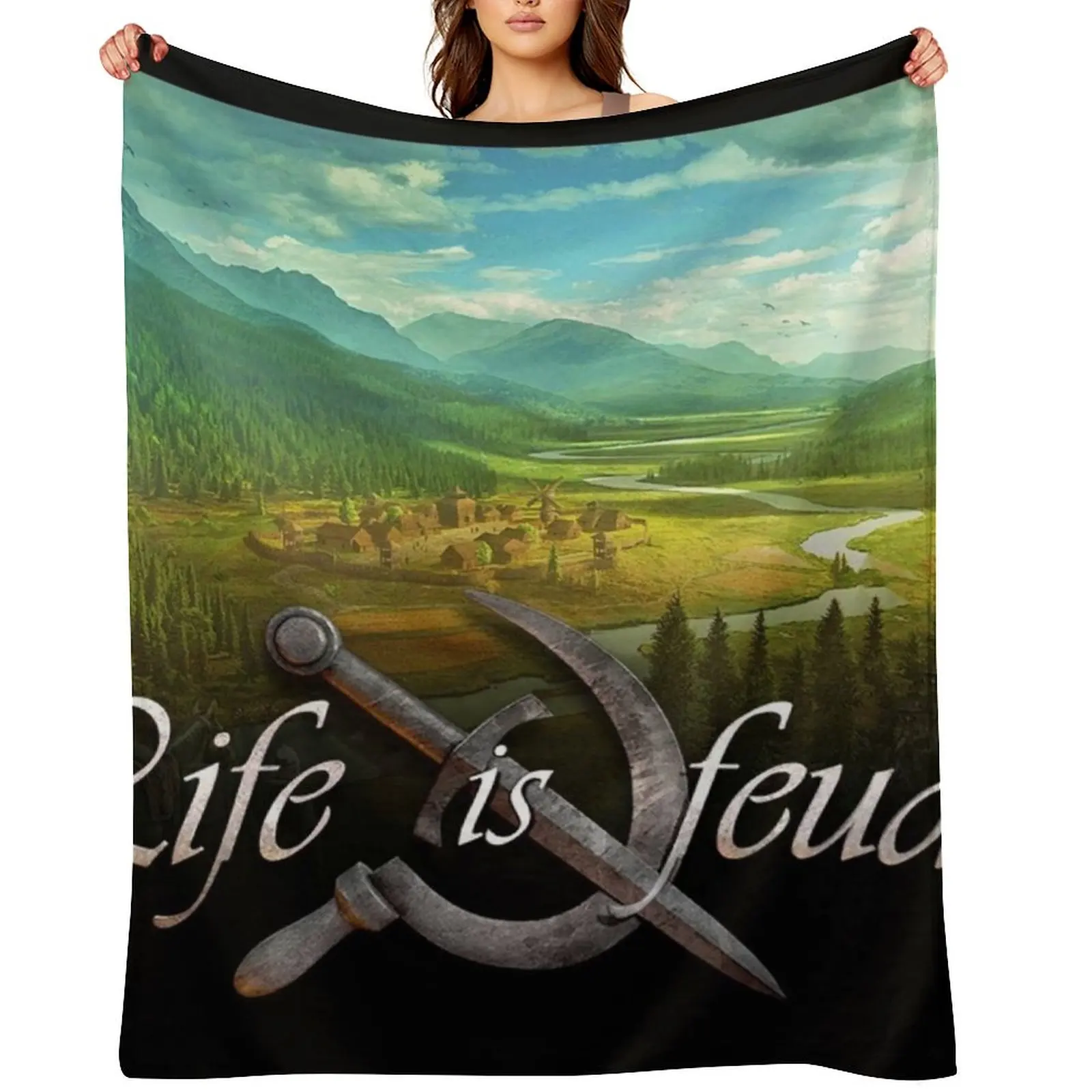Life is Feudal Throw Blanket Luxury St Blankets للأرائك الدافئة لفصل الشتاء بطانيات فضفاضة
