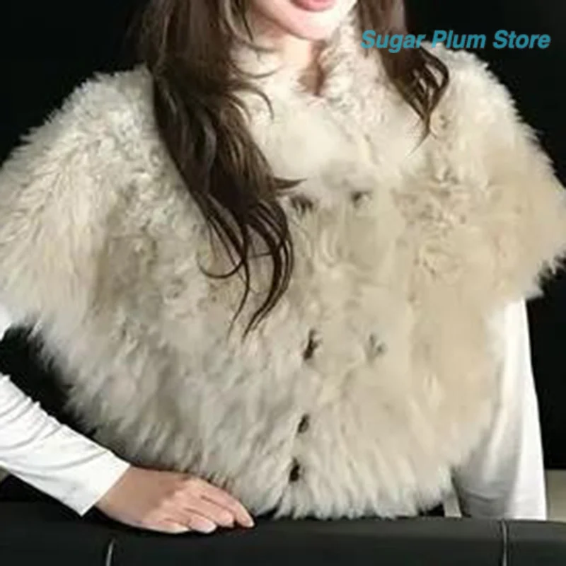 Korean Retro Women's Winter Clothes New Loose Sleeveless Knitted Vest Plush Buttons Soft Lazy and Relaxed Travel Photo Tops.
