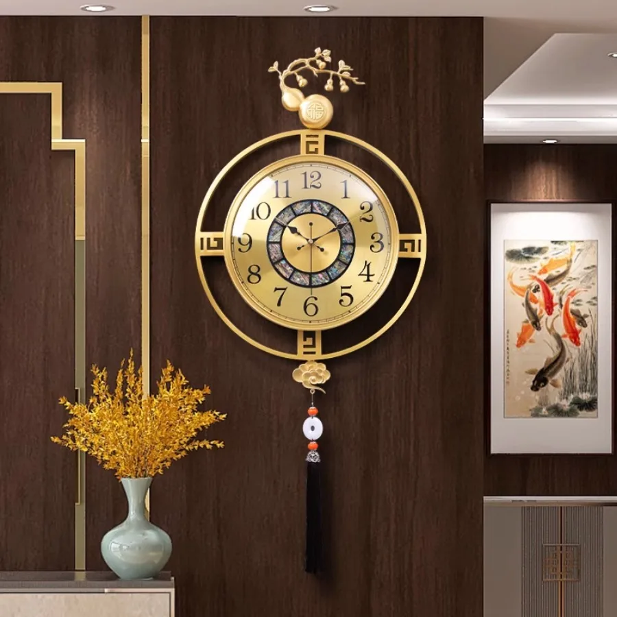 Art Home Wall Clock Decoration Elegant Gift Round Living Room Wall Clock Pieces Classic Modern Hand Number Gold Reloj Home Decor