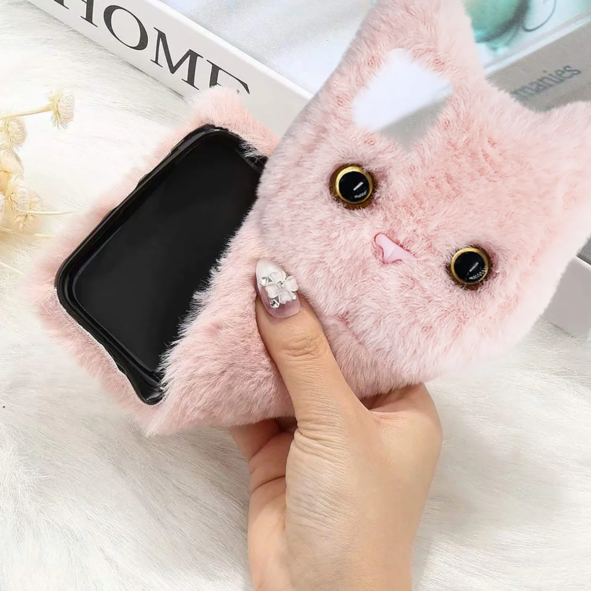 Protective Phone Shell Case Smartphone Plush Cover Decorative Cellphone Comfortable