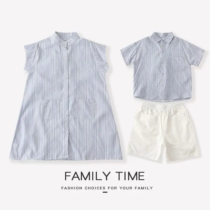 Family Couple Look Set Holiday Mom and Daughter Matching Clothes Vacation 2026 Dad Son Outfits Parent-child Long Women's Tops