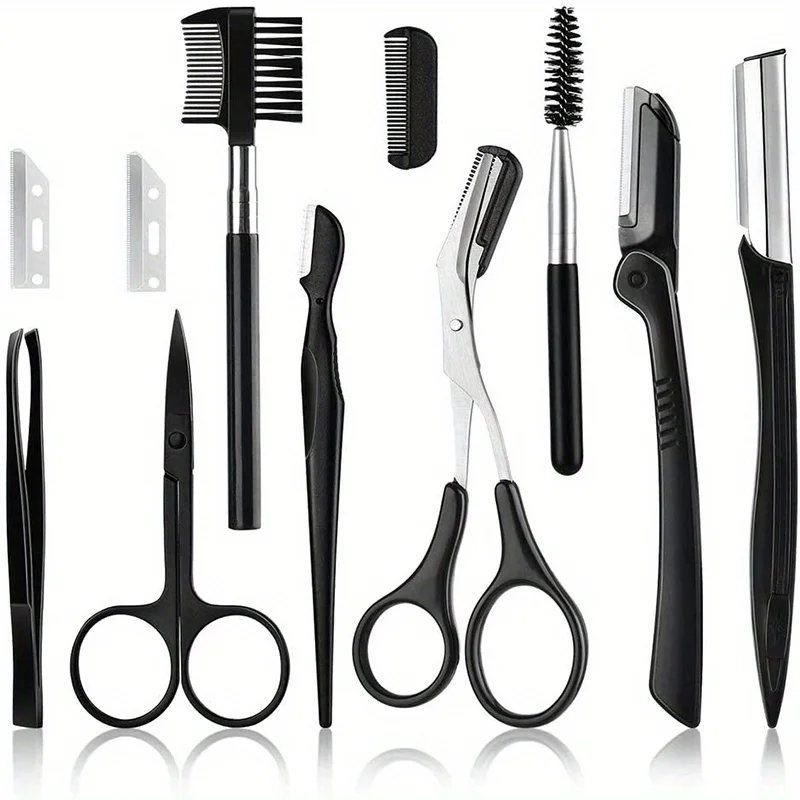 3/4/5/11/12-teiliges Augenbrauen-Trimmer-Set Schere Pinzette Augenbrauenrasierer Augenbrauenkamm Augenbrauen-Clip Make-up-Werkzeuge – Detail 2