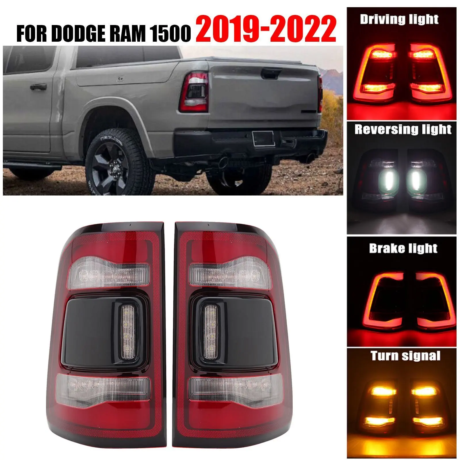 

LED Left Right Tail Light For Dodge RAM 1500 2019-2022 55112993AD 55112993AB 55112993AC 55112992AB 55112992AC 55112992AD