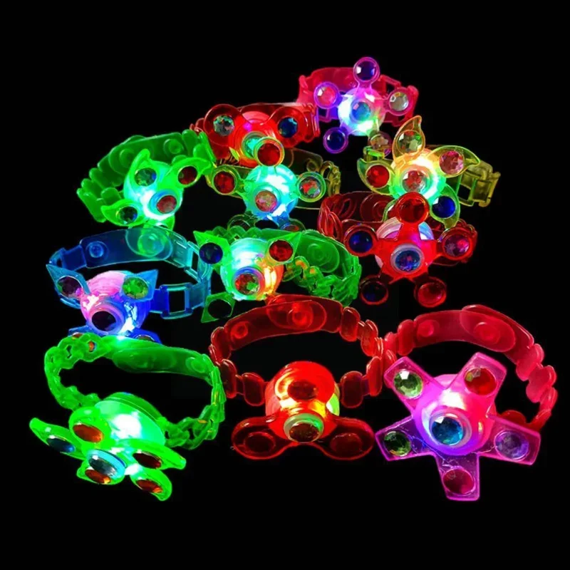 Children's Luminous Wrist Band Manual Rotating Soft Flash Gyro Bracelet Led Cartoon Lights Glow In The Dark Toys