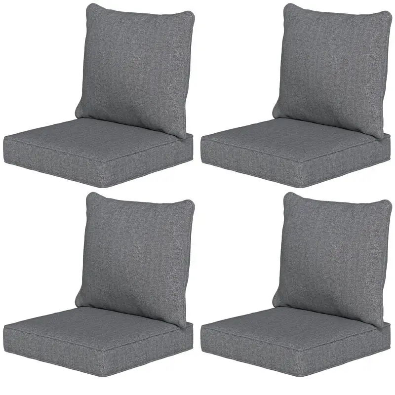 

Outsunny Patio Chair Cushions Set of 4 with Seat & Backrest, Fade Resistant Seat Replacement Cushion Set, Gray