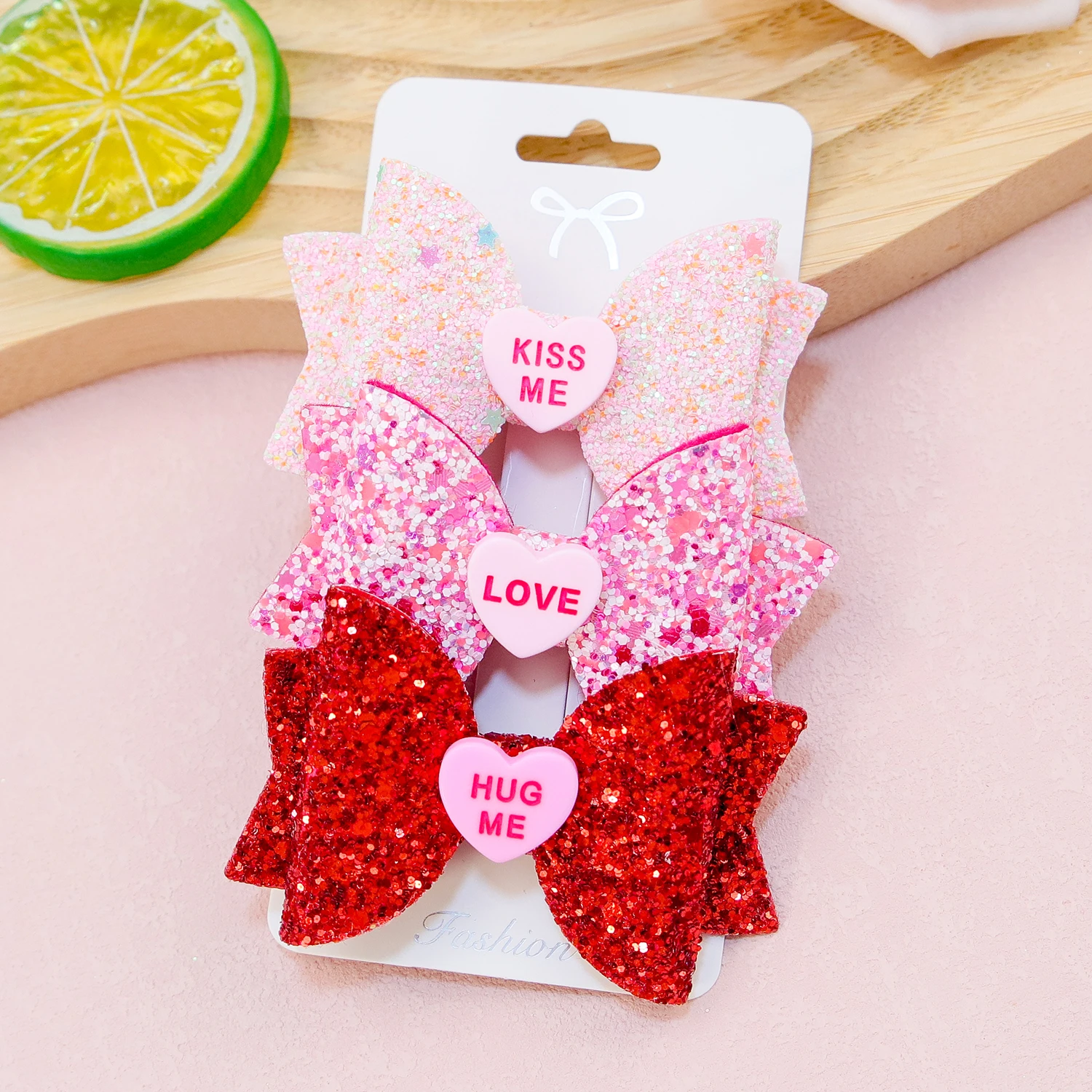 3 stks/set Meisjes Valentijnsdag Haarelastiekjes Kinderen Haarspeldjes Hart Strikken Haarspeldjes Clips Valentijnsdag Strikken Party Haaraccessoires