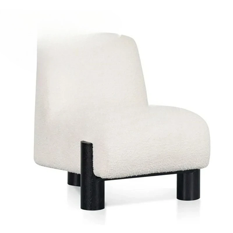 H Modern Simple Solid Wood Sofa Chair Club Sales Office Hotel Bedroom Lamb Fleece Leisure ChairAsmt