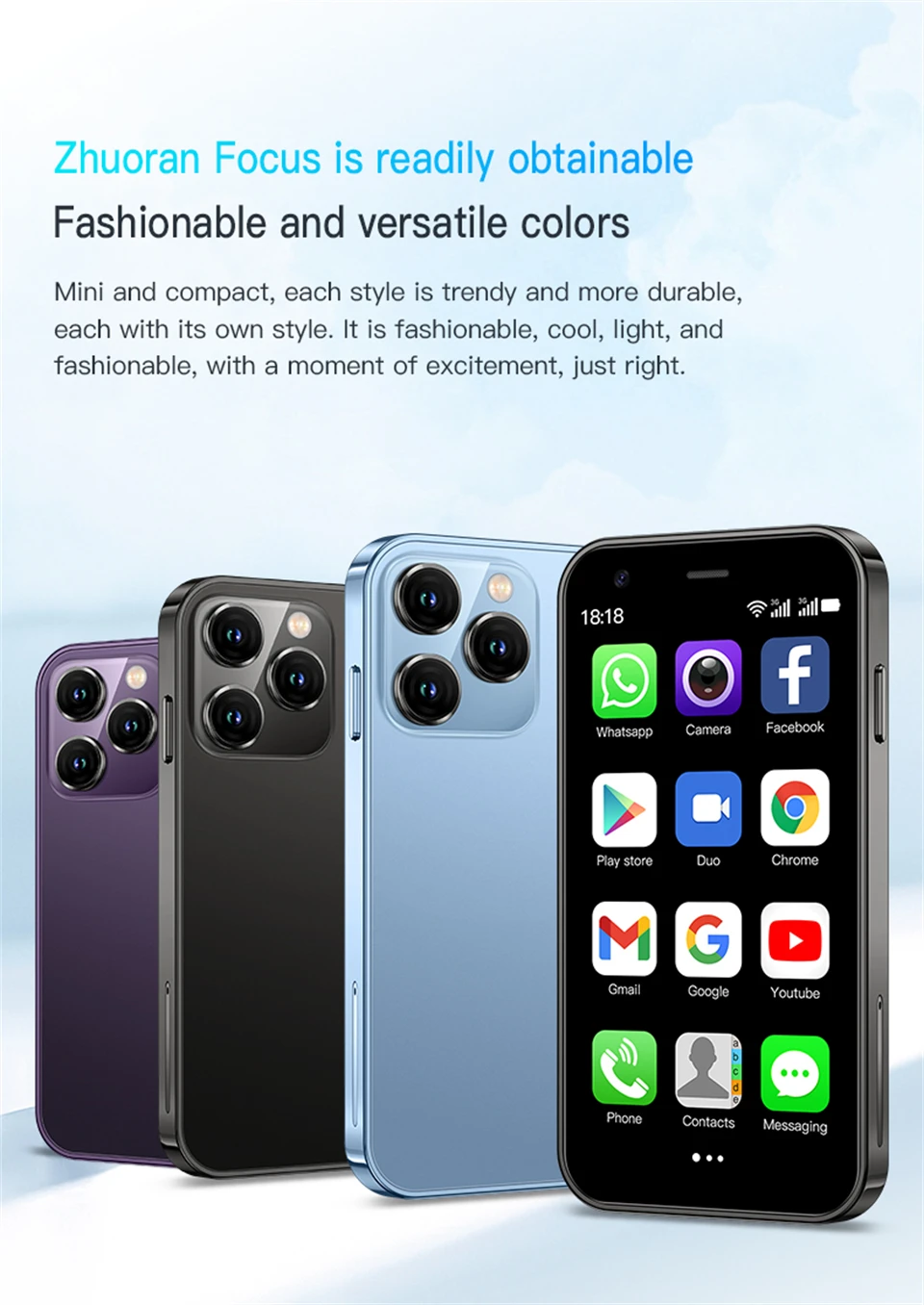 SOYES XS15 3G Mini Smartphone MTK 3.0inch 2GB RAM 16GB ROM Dual SIM Card 2MP 900mAh WCDMA Android Pocket Small CellPhone
