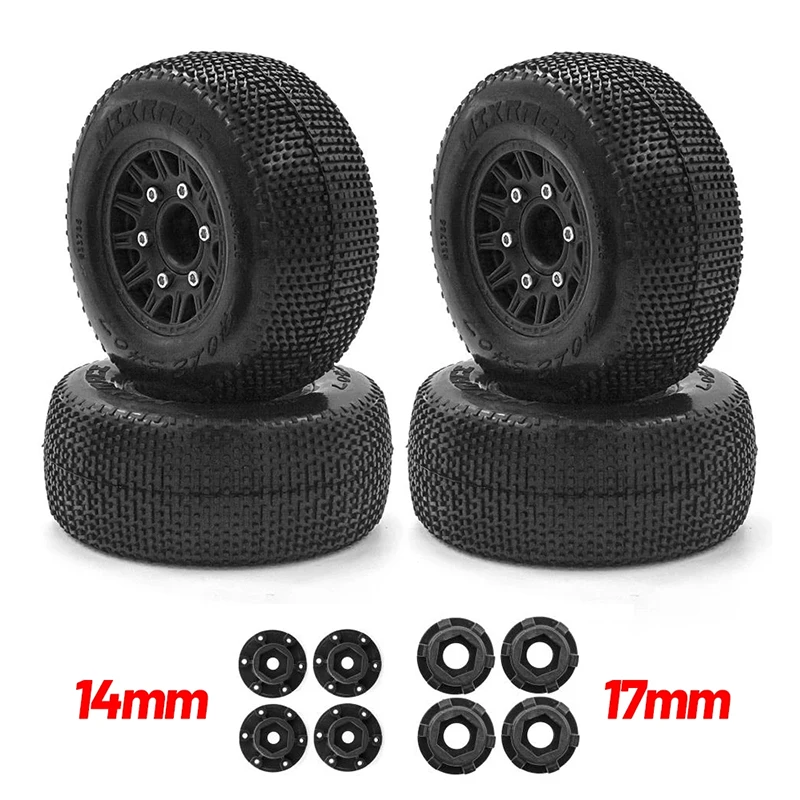 RC Car 110mm Tire and Wheel Rim for 1/10 RC Short Course Truck Traxxas Slash Redcat Blackout Axial SCX10 Tamiya CC01 D90 HSP HPI