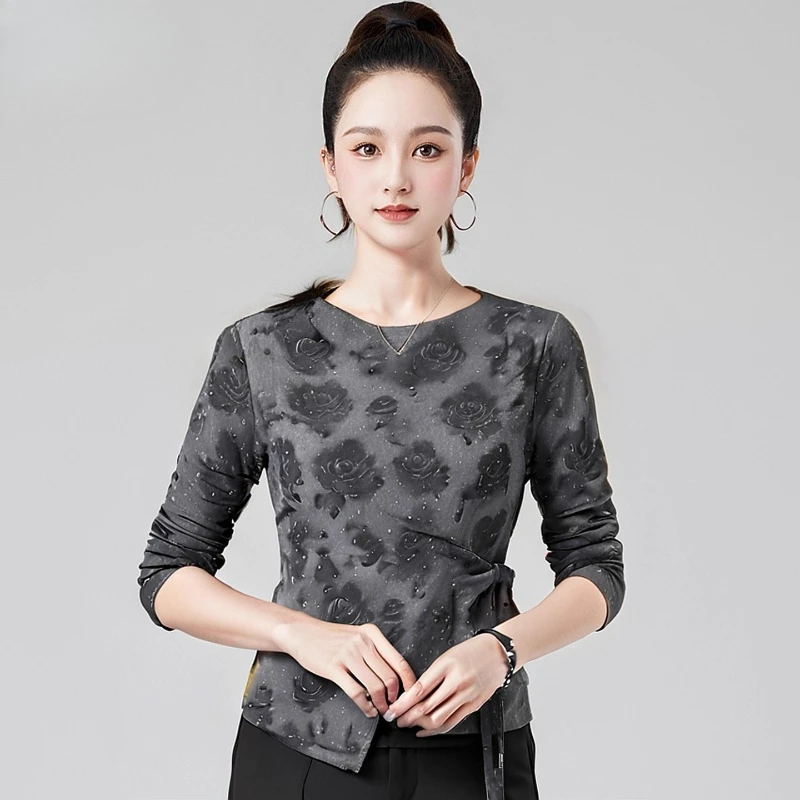 

New Slim-Fit Comfortable Latin & Ballroom Dance Practice Top for Women Winter Long-Sleeve Blouse Elegant Ballroom Dance Wear
