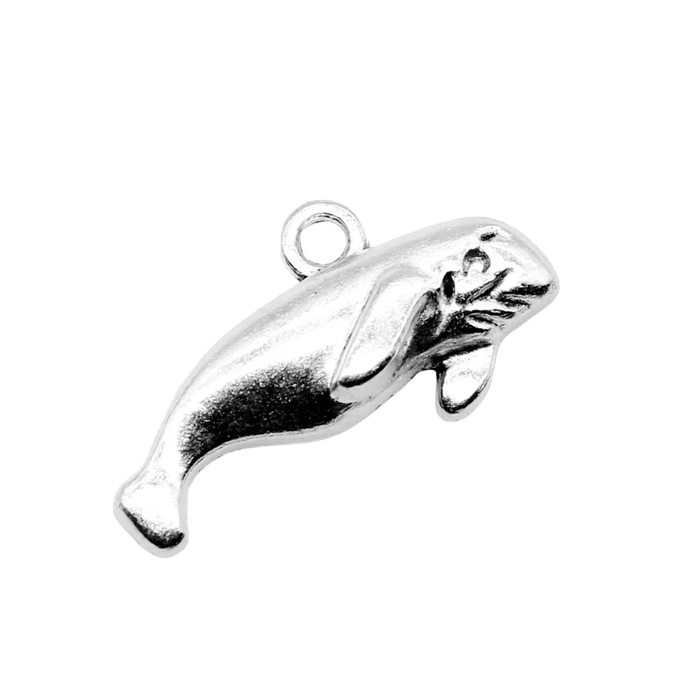 WYSIWYG 10pcs 24x13mm Antique Silver Color Manatee Charms Pendant For DIY Jewelry Making Handmade Jewelry Craft Findings