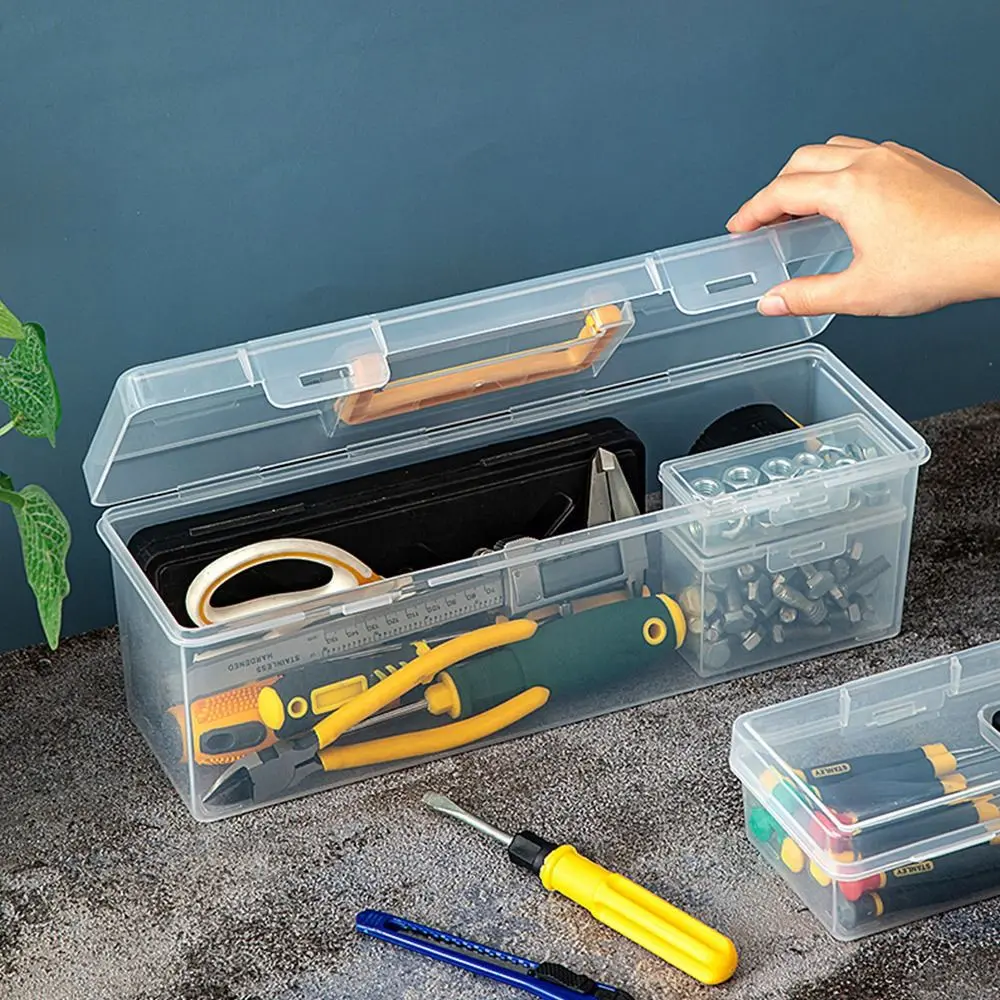 Transparent Hardware Tool Box Multifuntional Toolbox Plastic Parts Box Tool Organizer Household Tool Storage Box Home Supplies