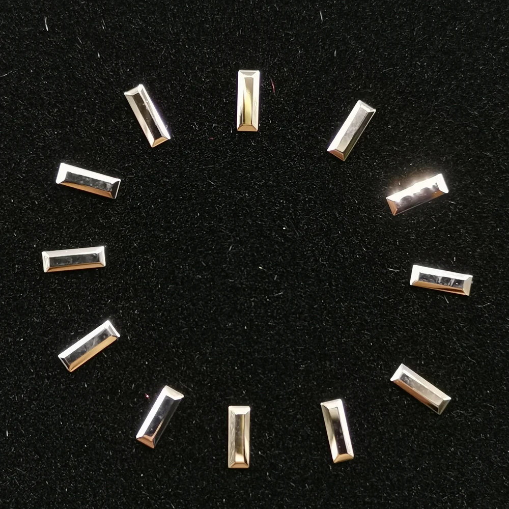 مشاهدة الطلب ساعة مؤشرات ساعة لامعة فضية اللون مستطيل الشكل (بدون لوم) 1.5 مللي متر × 4.5 مللي متر ساعة معدنية صانع الساعات دبوس