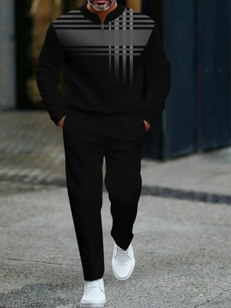 

2025 New Man Clothing Set Spring Autumn Men’s Fashion 3D Printing Suit Casual Sportswear Sweatshirt Jogging Pants 2Pcs Sets