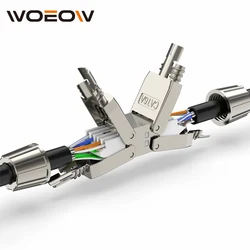 WoeoW Cat6A Cat7 Cable Extender Junction Adapter RJ45 Connector Box RJ45 Lan Cable Extension Connector Full Shielded Toolless