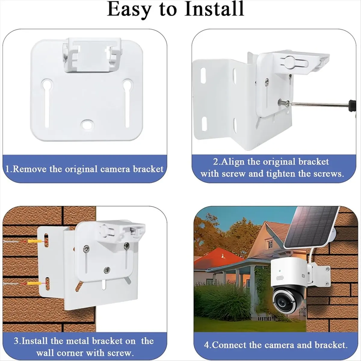 DT1327 TRENDY~Metal Corner Camera Mount for PTZ Camera, to Achieve A -View Range 270°,Exterior Wall Corner Bracket Compatible