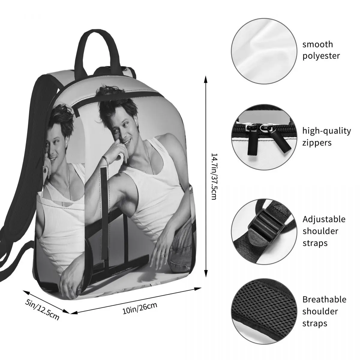 Soft Rudy Pankow JJ Maybank Poster Backpack Student BookBag Boys Girls School Bag Computer Shoulder Bags Men Women