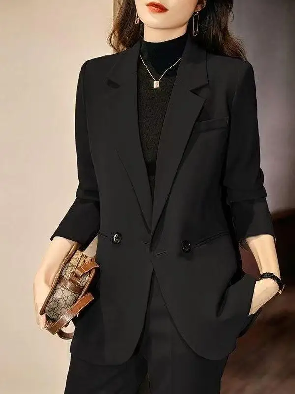 

plus Size Professional Women's Suit Set Casual Loose Slimming Outerwear Wide Leg Pants Spring New Style Brand Buckle