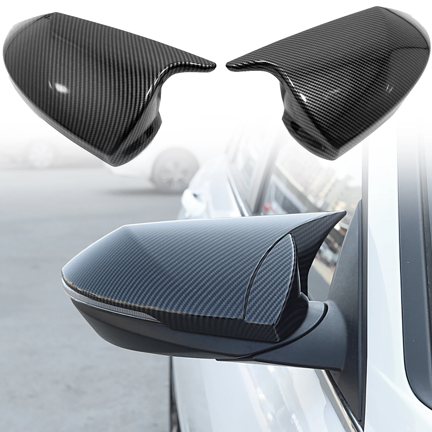 For Hyundai Elantra (CN7) 2021 2022 2023 2024 Rear View Side Door Mirror Decorative Cover Trim ABS Exterior Accessories 2pcs