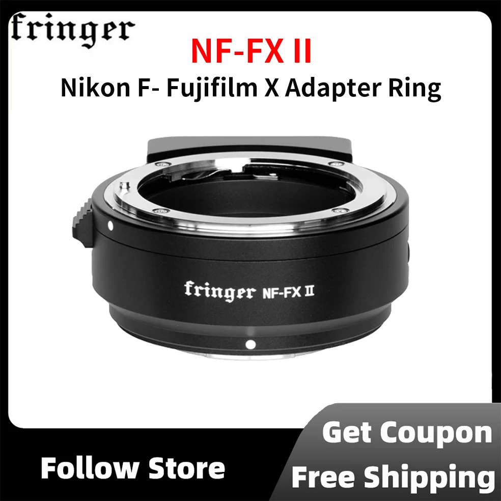 

Fringer NF-FX II Lens Adapter Ring Full Auto Support Image Stabilizer EXIF Recording for Nikon F Lenses to Fuji X Mount Camera