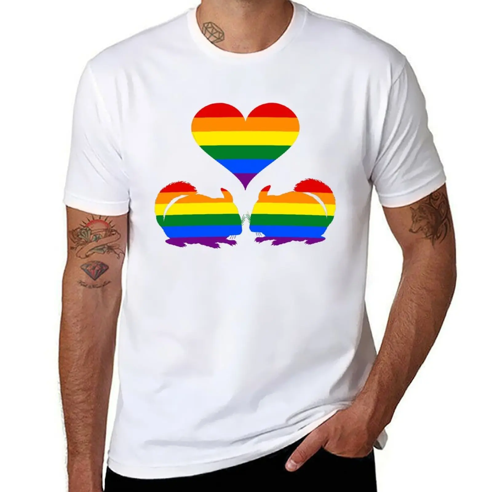 

Rainbow Chinchillas T-Shirt man t shirts cotton t shirts for man graphic funny T-Shirt