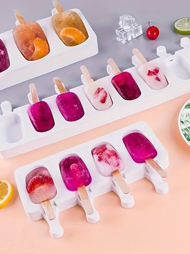 Silikon-Eisformen-Kombination mit Eisstiel, DIY Schokoladen-Dessert-Maker, Eiswürfelform, Hausgemachte Backutensilien