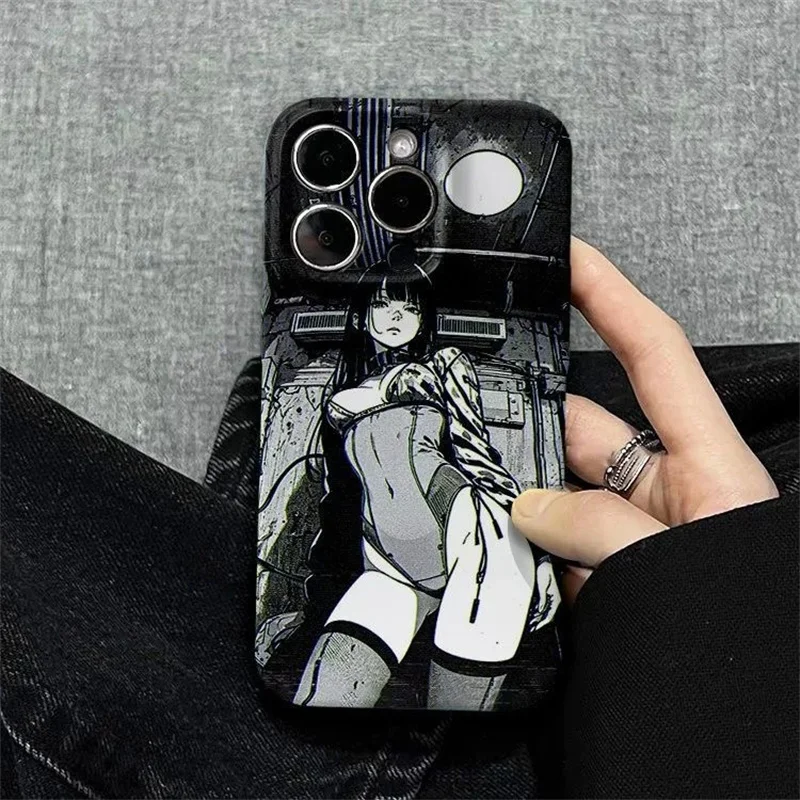 Luxuriöse Japan Anime Coole Cartoon Niedliche Mädchen Softcase Schutzhülle für iPhone 17 16 15 13 12 11 14 Pro Max Plus Luxus Hardcase