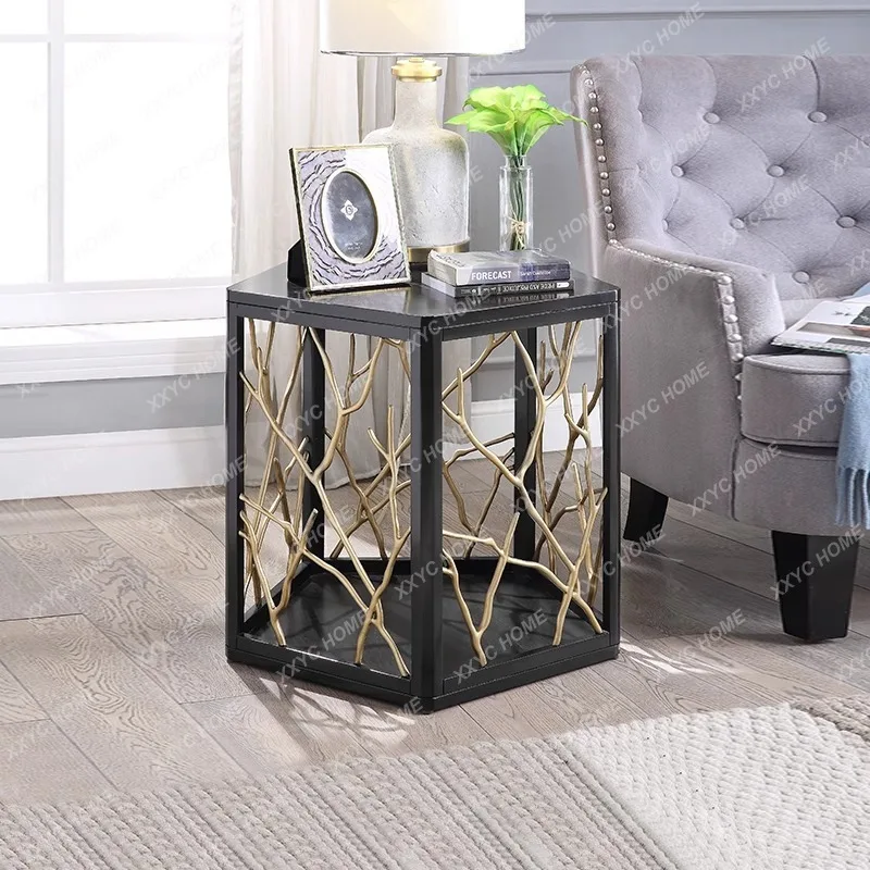 Simple modern high-end art decoration cabinet living room light luxury solid wood tea table