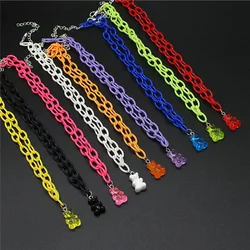 50cm Wholesale Cute Colorful Bears Resin Pendant Chain Chokers Necklace For Women Gift